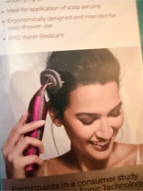 Luminess Cordless Scalp Massager in Metallic Magenta with extra head